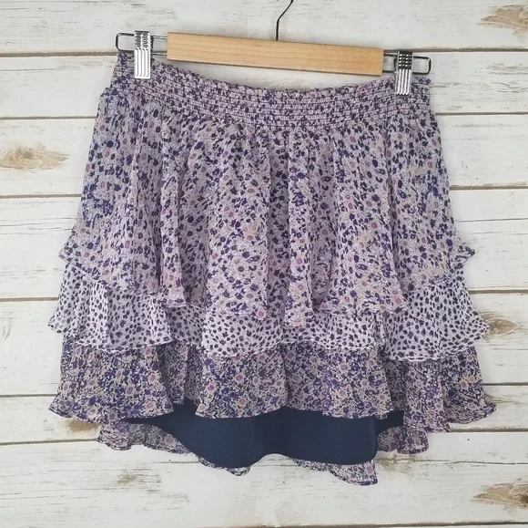 Joie Tiarella purple floral silk mini skirt - Picture 3 of 8